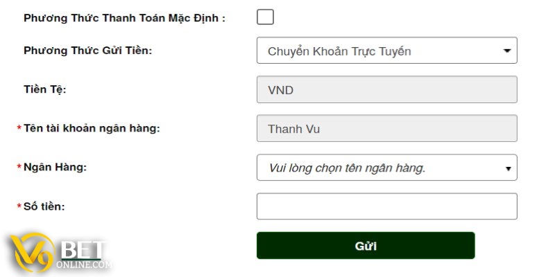 Chuyển khoản ngân hàng để nạp tiền