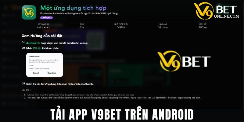 Tải app V9BET trên Android